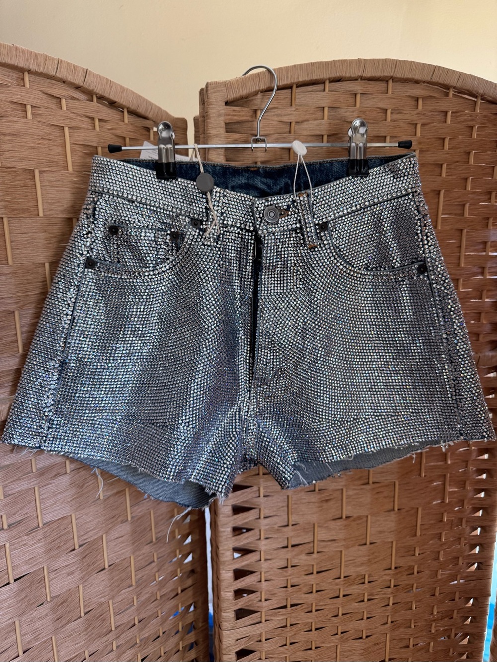 Maison Margiela crystal embellished denim shorts NWT retail $2200 size 26